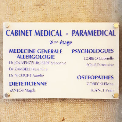 Plaque professionnelle paramédical Grenoble